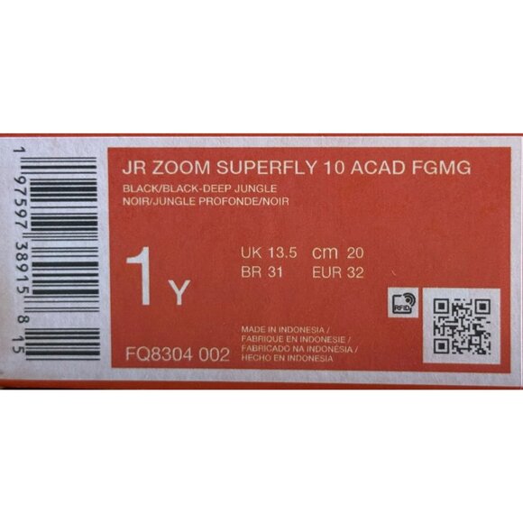 Nike JR ZM Superfly 10 Academy FG MG Soccer Cleats Black Size 1Y FQ8304-002 - Picture 7 of 7